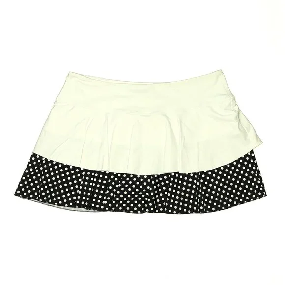 Jerdog Women's Black White Active Polka Dot Nylon Spandex Swim Tennis Skort - Picture 2 of 3